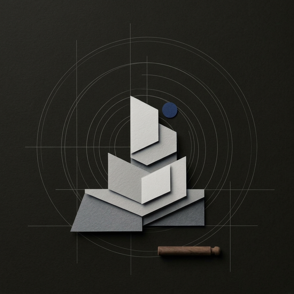 Minimalist architectural and software structure graphic